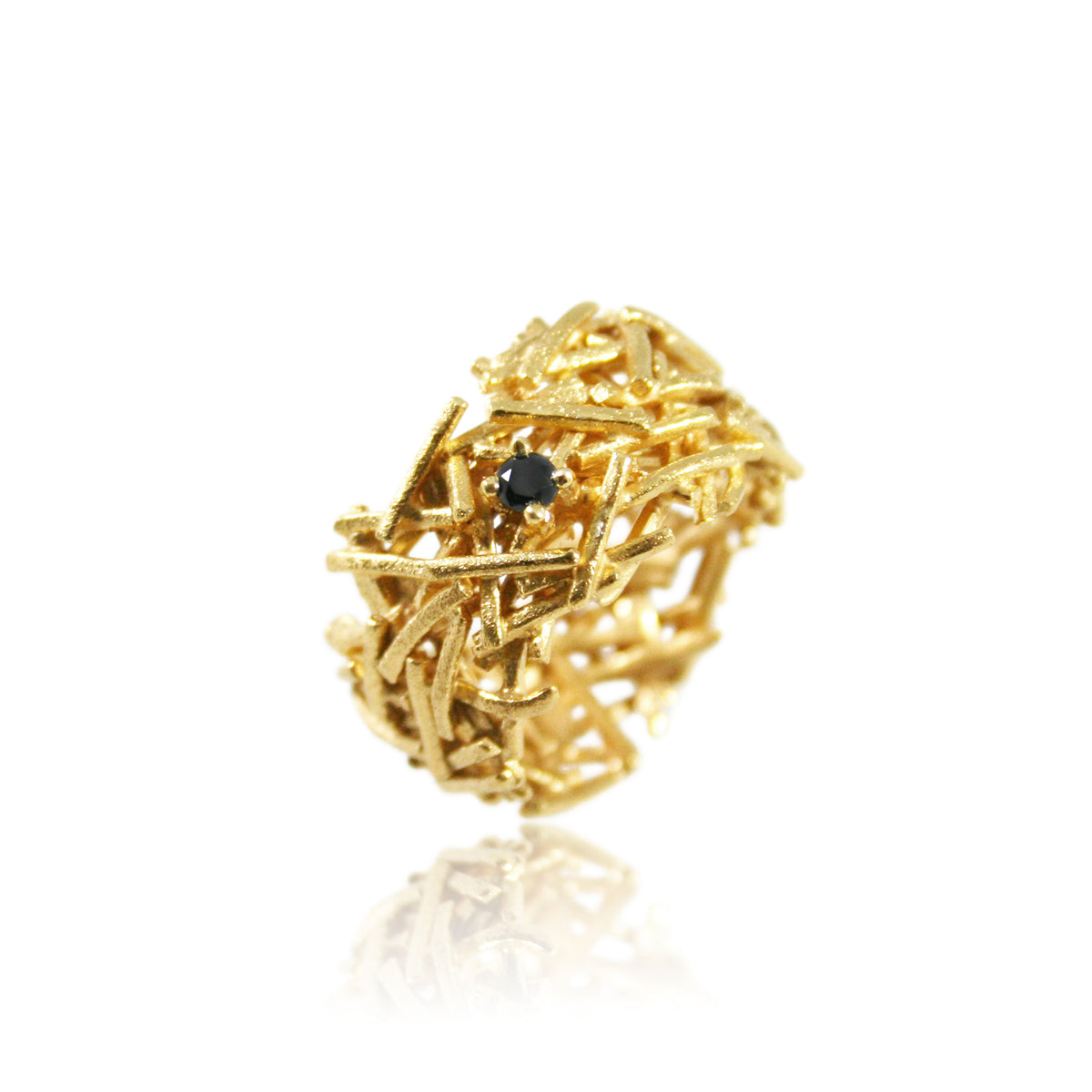 Nest Ring Gold with Black Diamond – Karolina Bik Jewelry